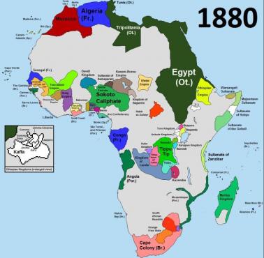 Afryka w 1880 przed okresem największej kolonizacji