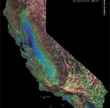 Reliefowa mapa Kalifornii