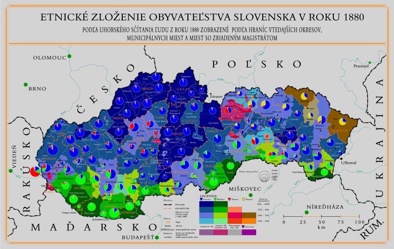 Skład etniczny Słowacji według spisu ludności Królestwa Węgierskiego w 1880 roku