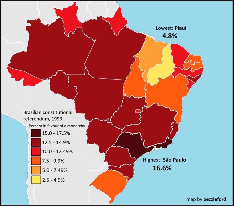 Wyniki referendum w sprawie przywrócenia monarchii w Brazylii, 1993