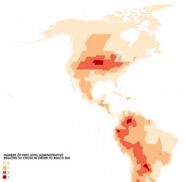 Odległość od morza w ujęciu administracyjnym - Ameryki