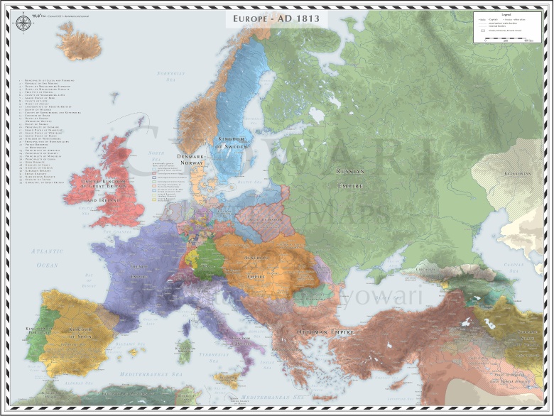 Mapa Europy z 1813 roku