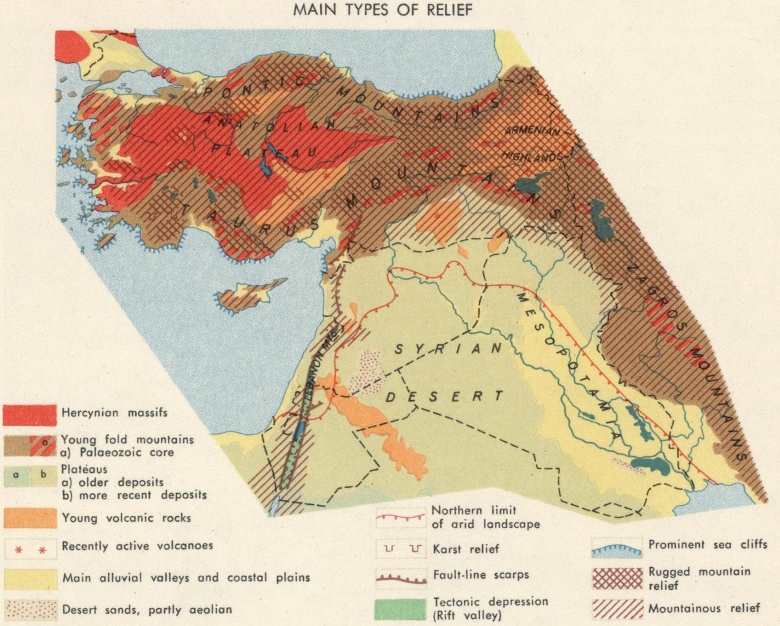 Reliefowa mapa Bliskiego Wschodu (lata 60. XX wieku), 1967