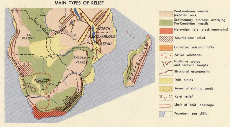 Reliefowa mapa Afryki Południowej (lata 60. XX wieku), 1967