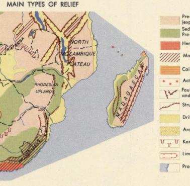 Reliefowa mapa Afryki Południowej (lata 60. XX wieku), 1967