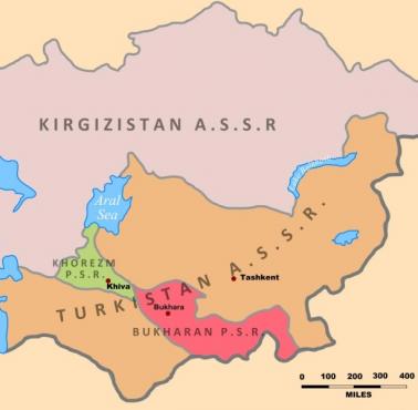 Mapa Azji Środkowej w 1923 r.
