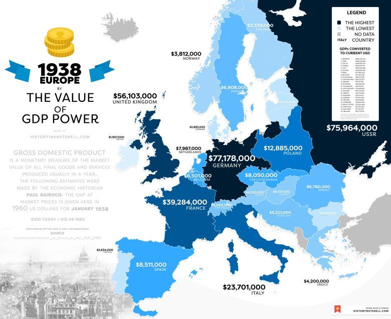 PKB europejskich państw w 1938 roku