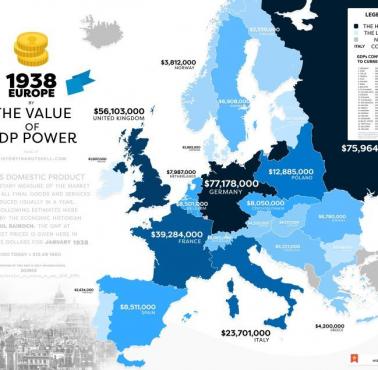 PKB europejskich państw w 1938 roku