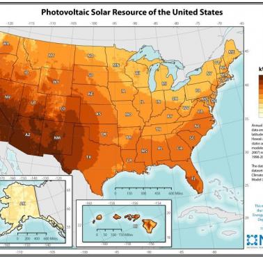 Obszary z największym potencjałem wykorzystania energii słonecznej w USA