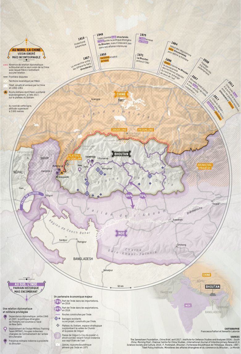 Bhutan – państwo w Azji Południowej, graniczące na północy, zachodzie i wschodzie z Chinami, a na południu z Indiami