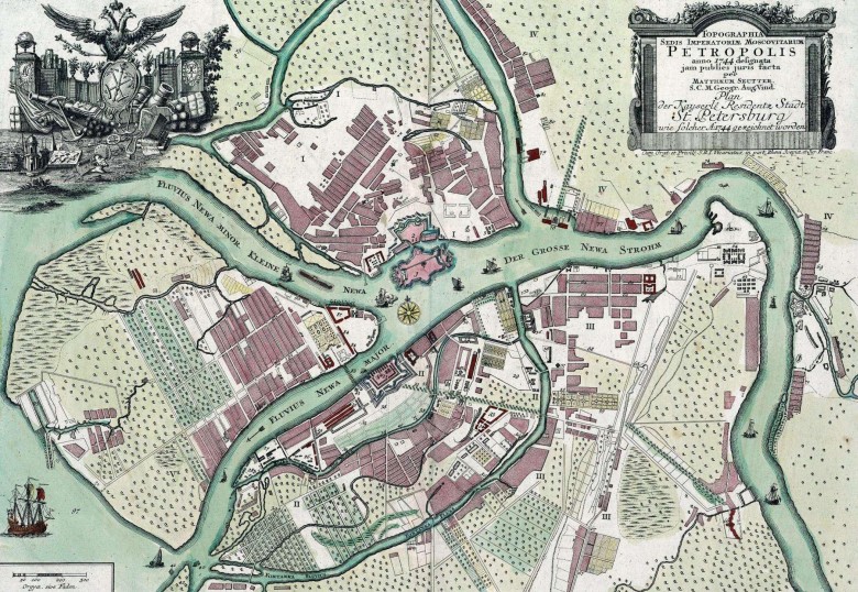 Mapa Sankt Petersburga z 1744 roku
