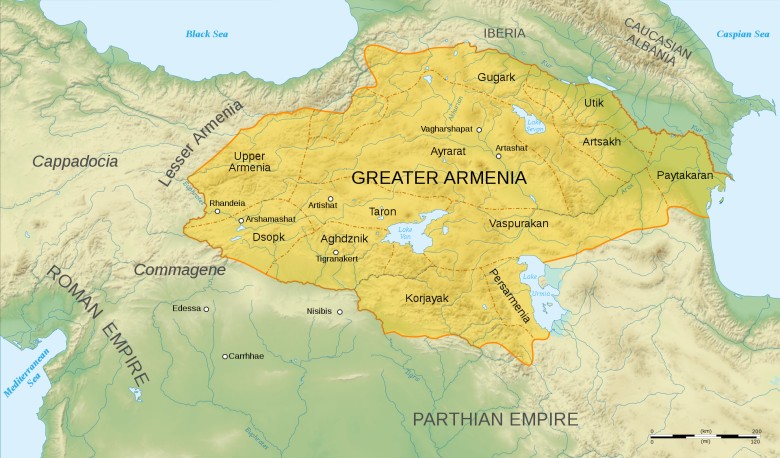 Mapa Królestwa Armenii ok. 50 rok n.e.
