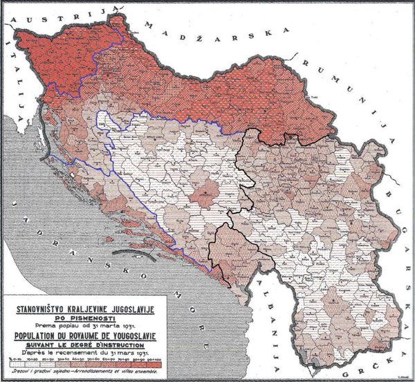 Analfabetyzm w Jugosławii, 1930