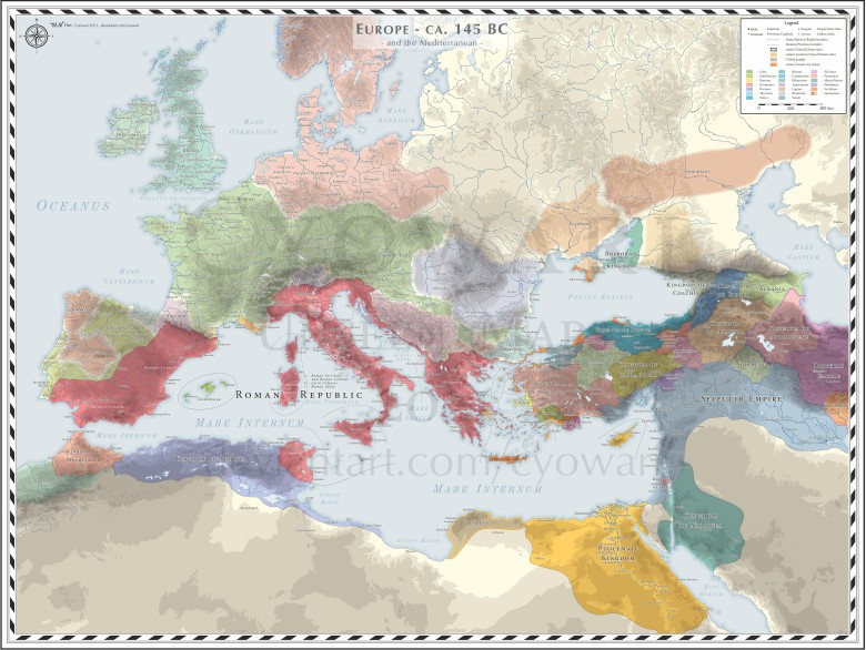 Mapa Europy w 145 roku p.n.e.