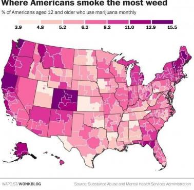 Odsetek Amerykanów w wieku 12 lat i starszych, którzy używają marihuany