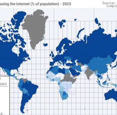 Użycie internetu na świecie (animacja)