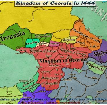 Mapa Królestwa Gruzji w 1444 roku