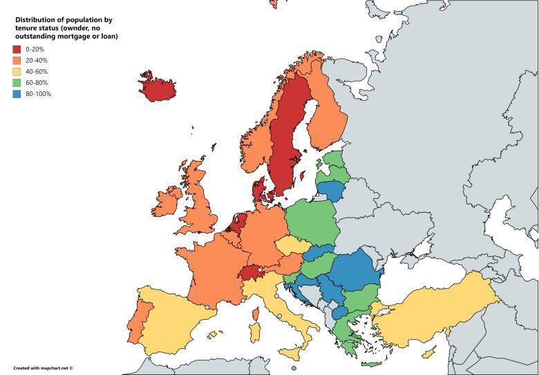 Podział ludności według statusu zobowiązań (niewypłacalność, brak zaległego kredytu hipotecznego lub pożyczki), Europa, 2016