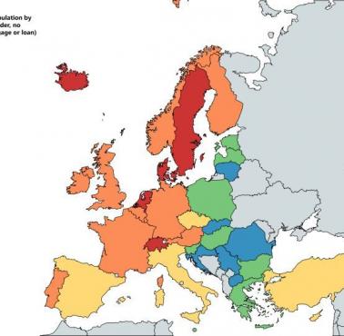 Podział ludności według statusu zobowiązań (niewypłacalność, brak zaległego kredytu hipotecznego lub pożyczki), Europa, 2016