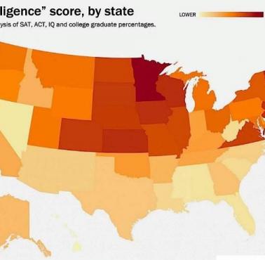 Średni poziom inteligencji w USA (według stanu)