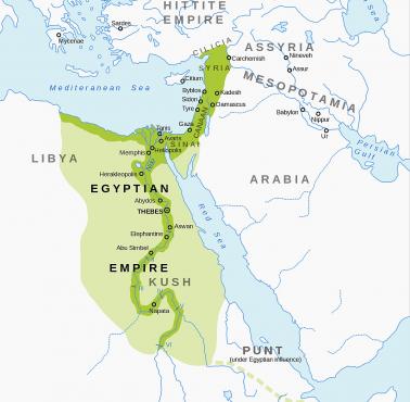 Nowe Królestwo Egiptu w XV wieku p.n.e., największy zasięg