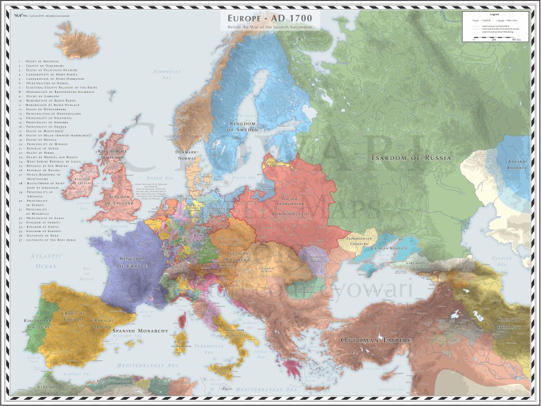 Mapa Europy z 1700 roku