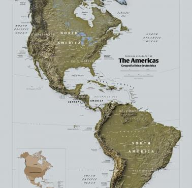 Reliefowa mapa obu Ameryk
