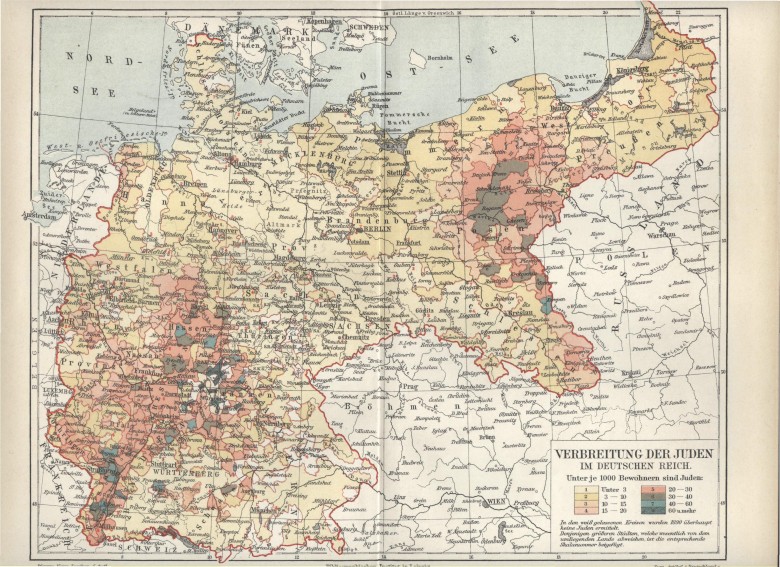 Geograficzne rozmieszczenie Żydów w Rzeszy Niemieckiej, 1890 r.