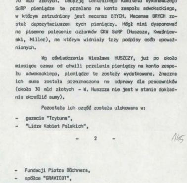 Akta sprawy "moskiewskiej pożyczki" (w transferze ponad 1 mln. dolarów dla PZPR/SDRP od KPZS w styczniu 1990 pośredniczył KGB)