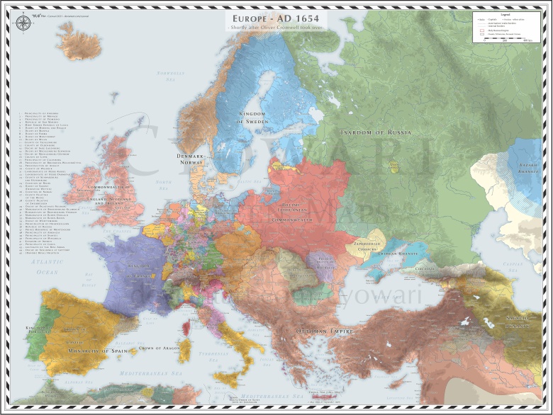 Mapa Europy z 1654 roku