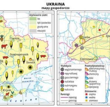 Mapa gospodarcza Ukrainy - przemysł i rolnictwo
