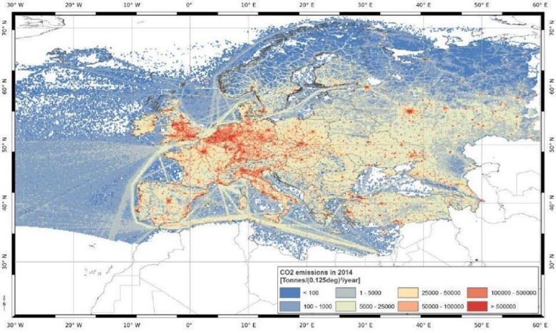 Emisja CO2 (najwięksi truciciele) w Europie w 2014 roku
