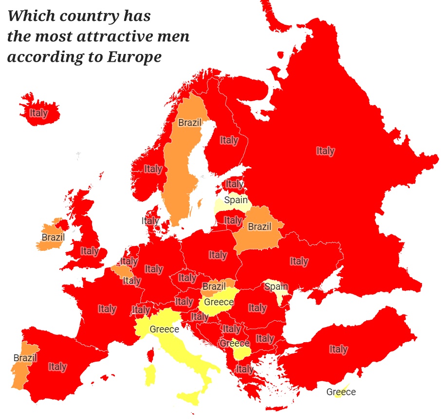 Który kraj ma najbardziej atrakcyjnych mężczyzn, Europa