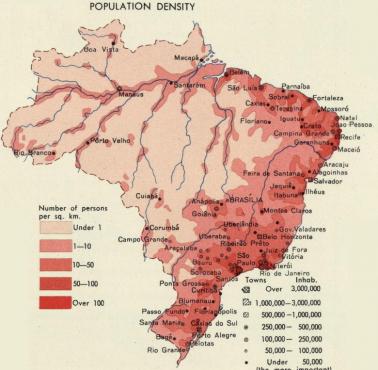 Gęstość zaludnienia Brazylii w latach 60.