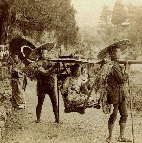 Gejsza w trakcie podróży, Japonia, 1901