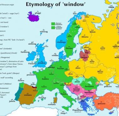 Entomologia słowa "okno" w różnych europejskich językach