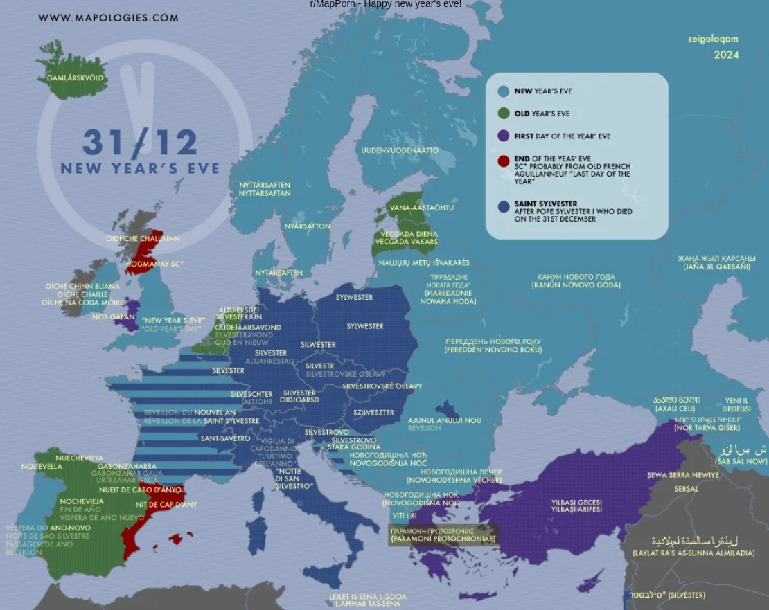 Słowo sylwester w różnych europejskich językach
