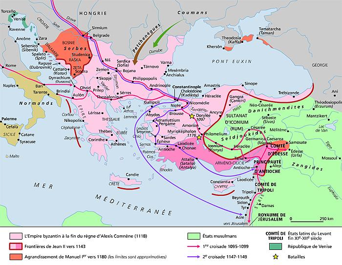 Mapa Bizancjum (Cesarstwo wschodniorzymskie), XI wiek