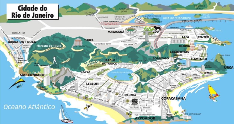 Turystyczna mapa panoramiczna Rio de Janeiro
