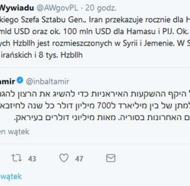 Wg izraelskiego Szefa Sztabu Gen., Iran przekazuje rocznie dla Hezbollahu od 700 mln do 1 mld USD oraz ok. 100 mln USD dla ...