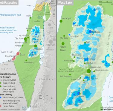 Szczegółowa mapa Izraela i Palestyny