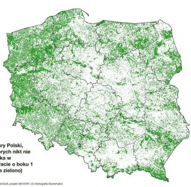 Obszary w Polsce, w których w promieniu 1 km nikt nie mieszka