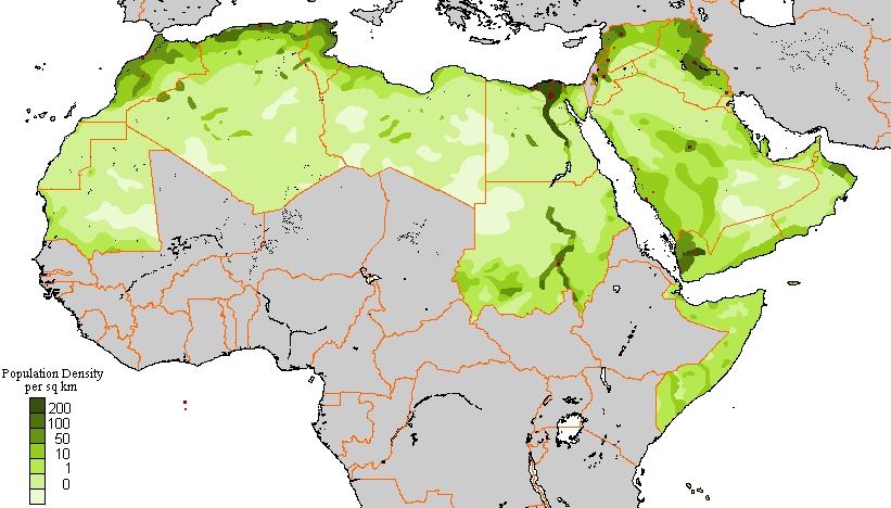 Gęstość zaludnienia w świecie arabskim