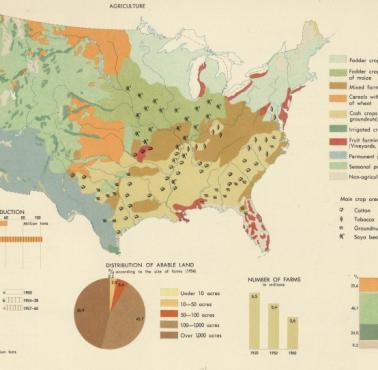 Rolnicza mapa USA (agrokultura), lata 60-te