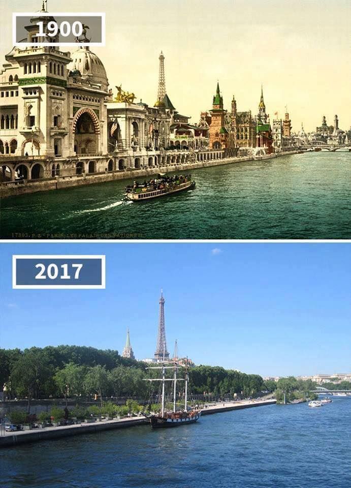 Paryż w 1900 roku i to samo miejsce w 2017