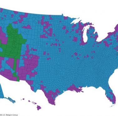 Dominujące religie w hrabstwach USA, 2010-2020