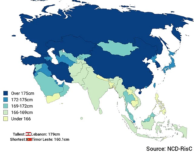 Średni wzrost mężczyzn w Azji