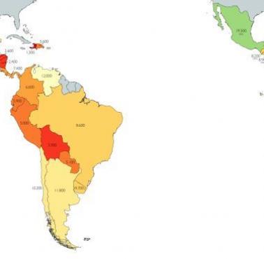PKB na mieszkańca w Ameryce Łacińskiej w 1997 r. i 2017 r
