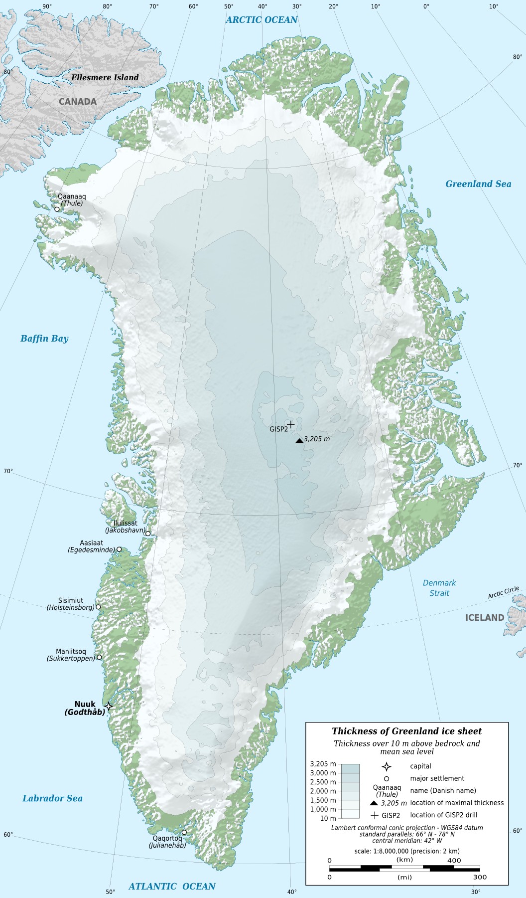 Mapa geograficzna Grenlandii
