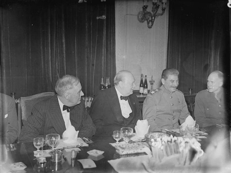  Franklin D.Roosevelt, Winston Churchill i Józef Stalin, Jałta, 1943 